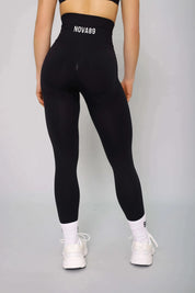 Black high-waisted gym leggings – back view, perfect for gym workouts and exercise
