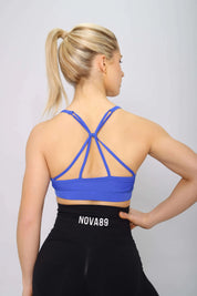 Sports bra padded with straps, back view