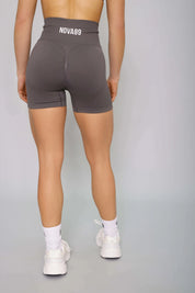 Dark grey seamless gym shorts – comfortable, breathable, and supportive, back view.