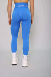 Electric blue squat-proof leggings – back view, seamless and squat-proof for comfort