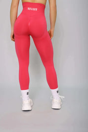 Hot pink squat-proof leggings – back view, designed for comfort and fitness