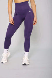 Indigo seamless gym leggings – front view, high-waisted and moisture-wicking for workouts