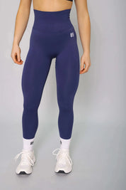 Navy blue tummy control leggings – front view, breathable and squat-proof for gym workouts