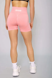 Pink seamless gym shorts – front view, lightweight and flexible for all workouts.