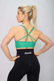 Teal Sports bra with light support, back view